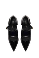 Woman Black Buckled High Thin-Heeled Patent Leather Leather Shoes | Derimod