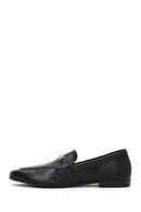 Women's Black Leather Masculine Loafer | Derimod