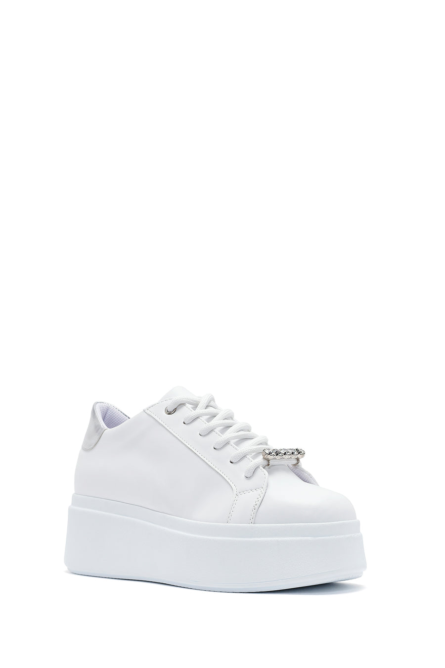 Kadın Beyaz Bağcıklı Kalın Tabanlı Sneaker