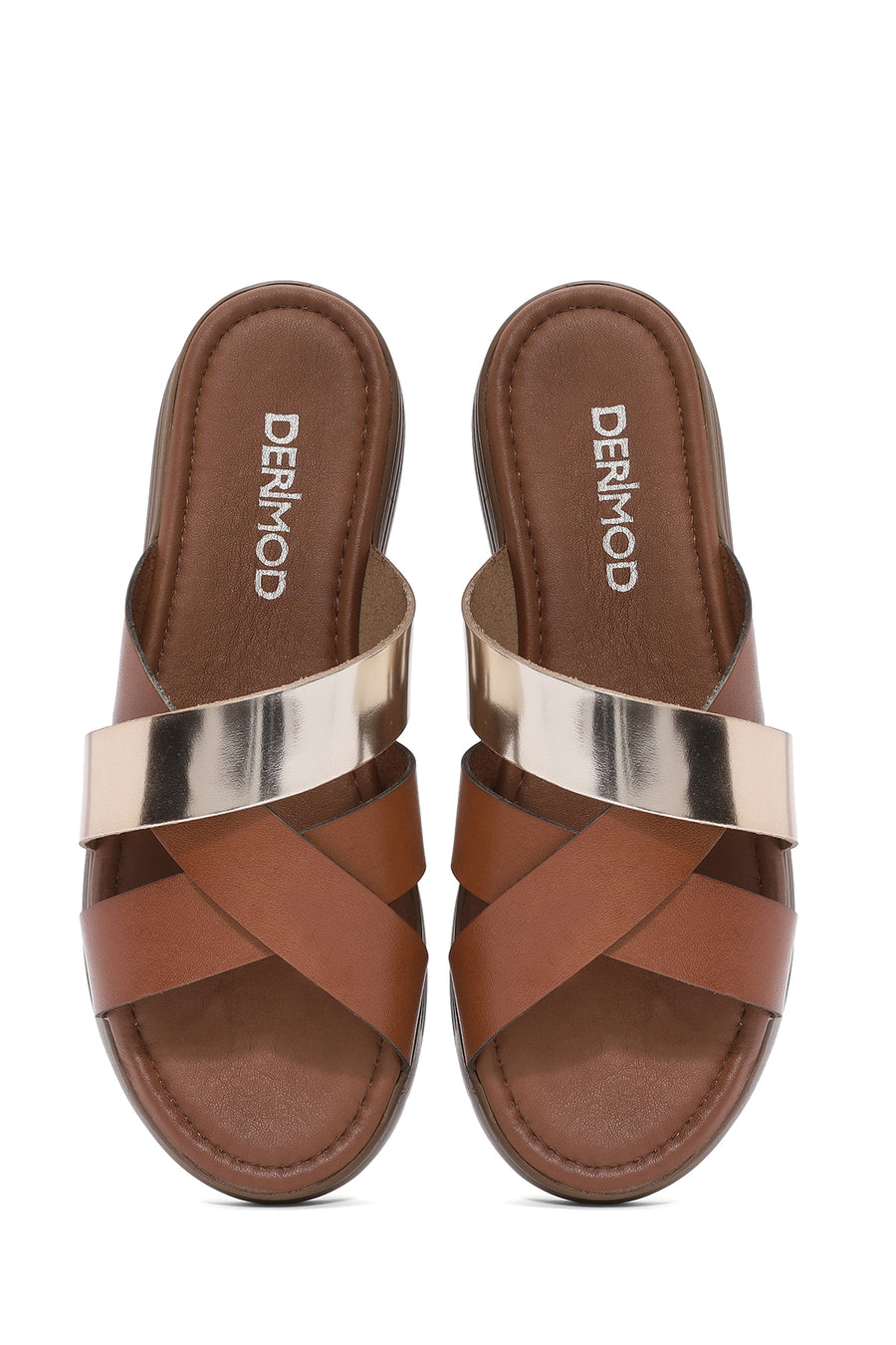 Kadın Taba Kalın Tabanlı Deri Terlik