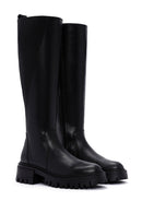 Women's Black Zippered Leather Boots | Derimod