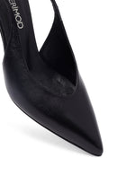 Woman Black Slingback Stiletto Heel Leather Shoe | Derimod