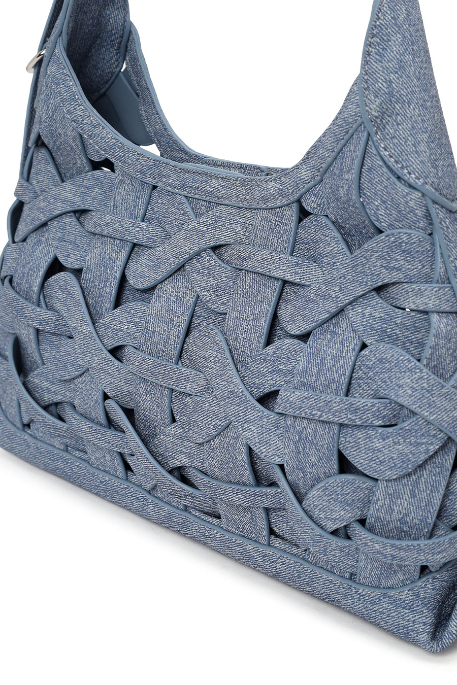 Woman Jean Blue Knitted Shoulder Bag