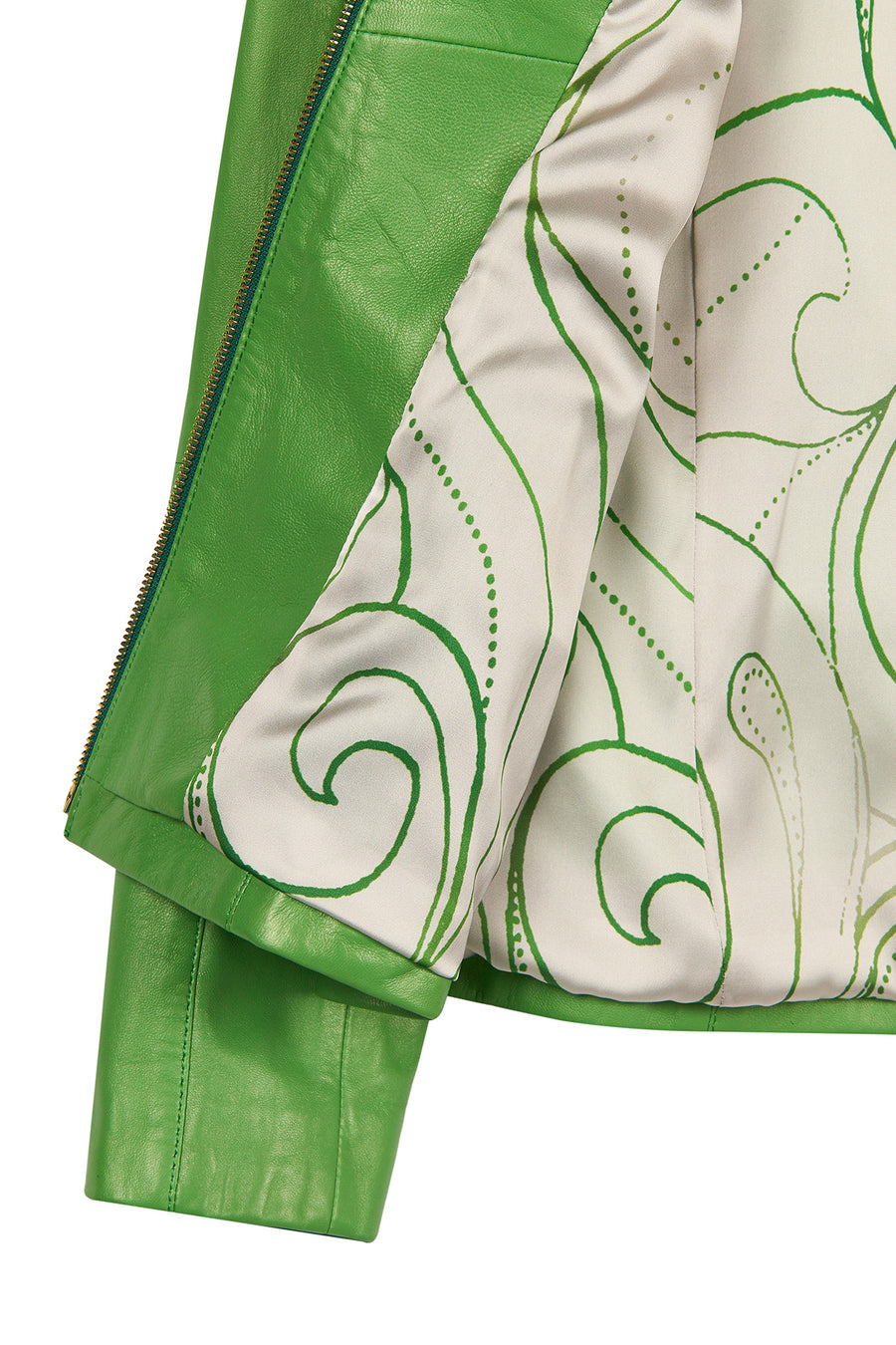 Lydia Woman Green Short Leather Jacket