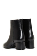 Women's Black Leather Zippered Classic Heeled Boots | Derimod