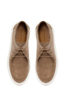 Male Beige Lace-Up Thick-Soled Suede Casual Shoes | Derimod