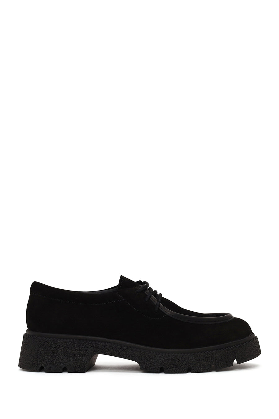 Woman Black Lace-Up Thick-Soled Suede Casual Shoes AF200015DS | Derimod