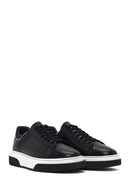Male Black Lace-Up Thick-Soled Leather Sneaker | Derimod