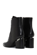 Women's Black Leather Heeled Boots | Derimod