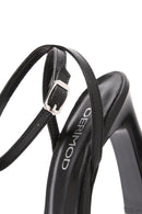 Women's Black Ankle Strap High Heel Leather Sandals | Derimod