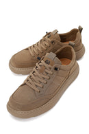 Derimod Zero Male Beige Lace-Up Thick-Soled Fabric Sneaker | Derimod