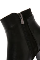 Women's Black Zipper Heeled Leather Boots | Derimod