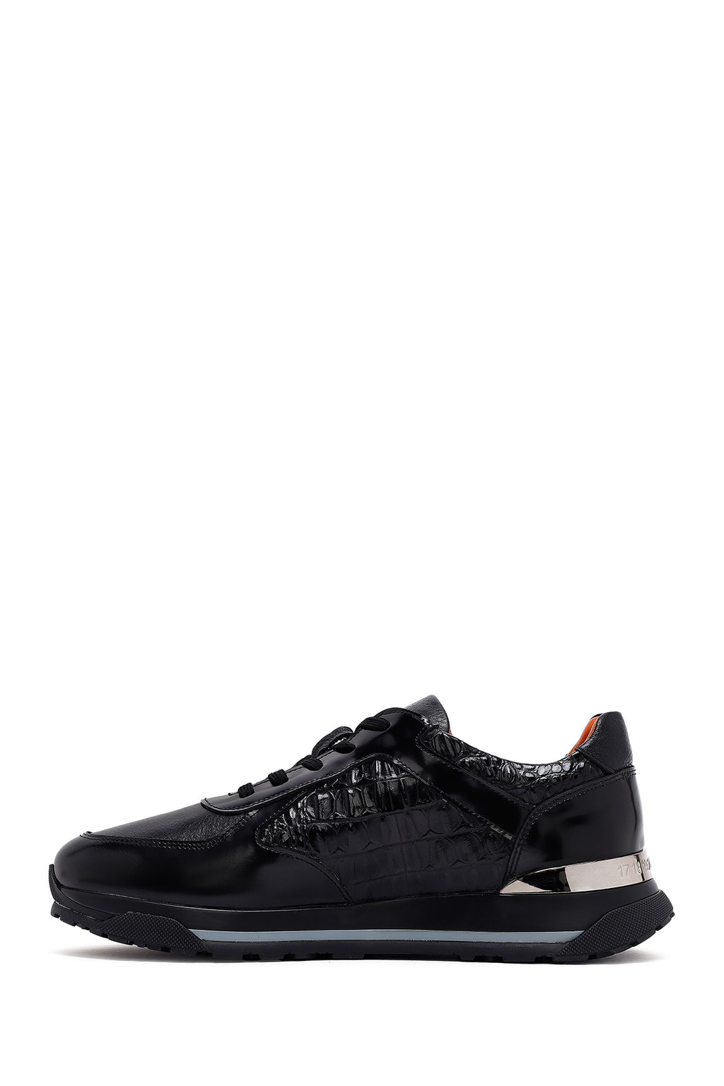 Erkek Siyah Bağcıklı Kalın Tabanlı Deri Sneaker