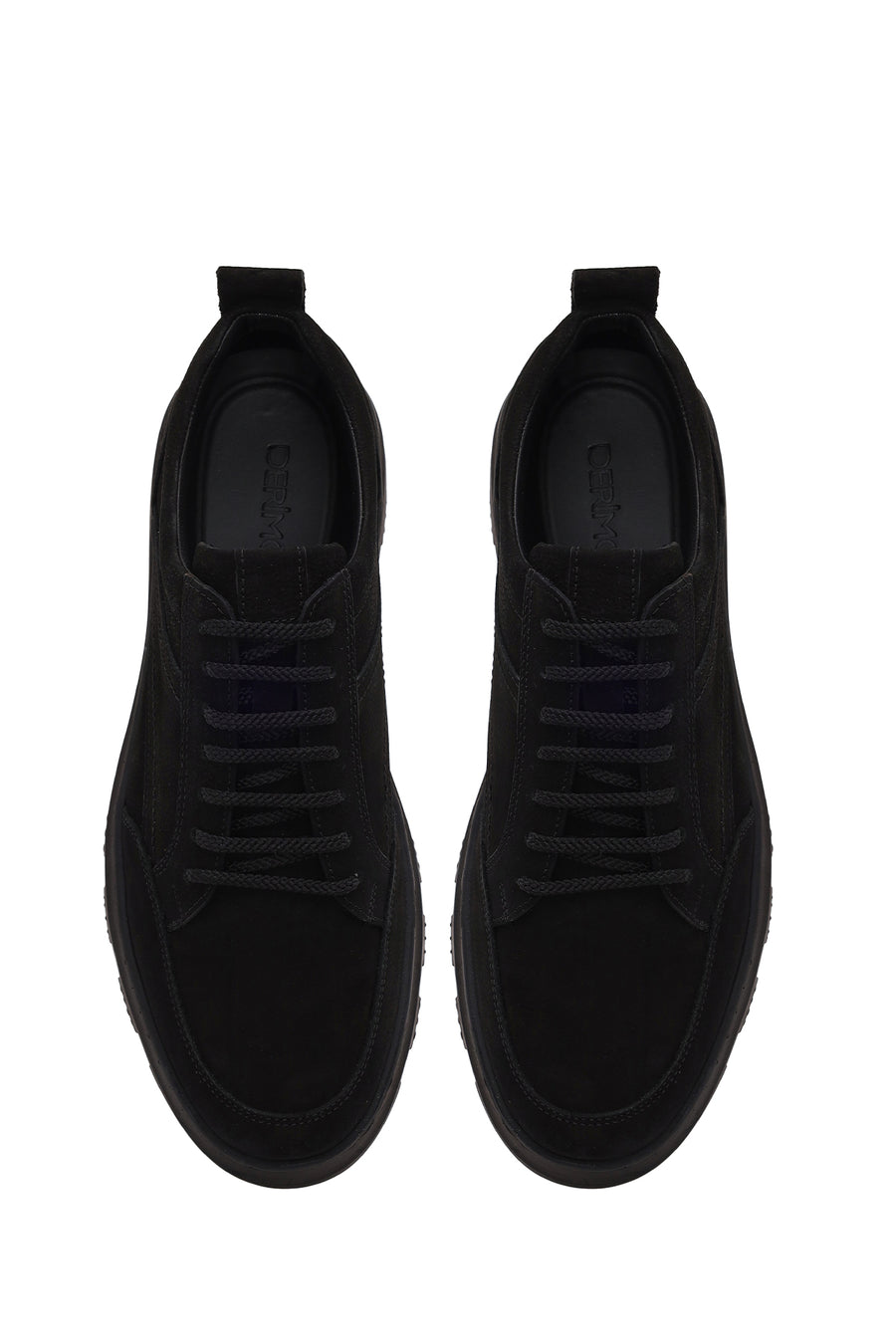 Erkek Siyah Bağcıklı Nubuk Deri Casual Sneaker