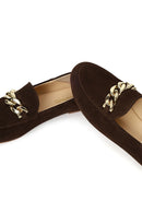 Kadın Kahverengi Tokalı Süet Deri Maskülen Loafer | Derimod