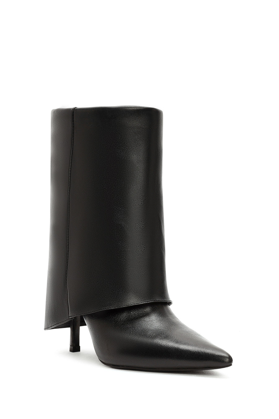 Women's Black Thin Heeled Leather Boots