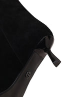 Woman Black Short Thin-Heeled Suede Short Boots | Derimod
