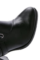 Women's Black Zippered Buckle Detailed Thick Heeled Boots | Derimod