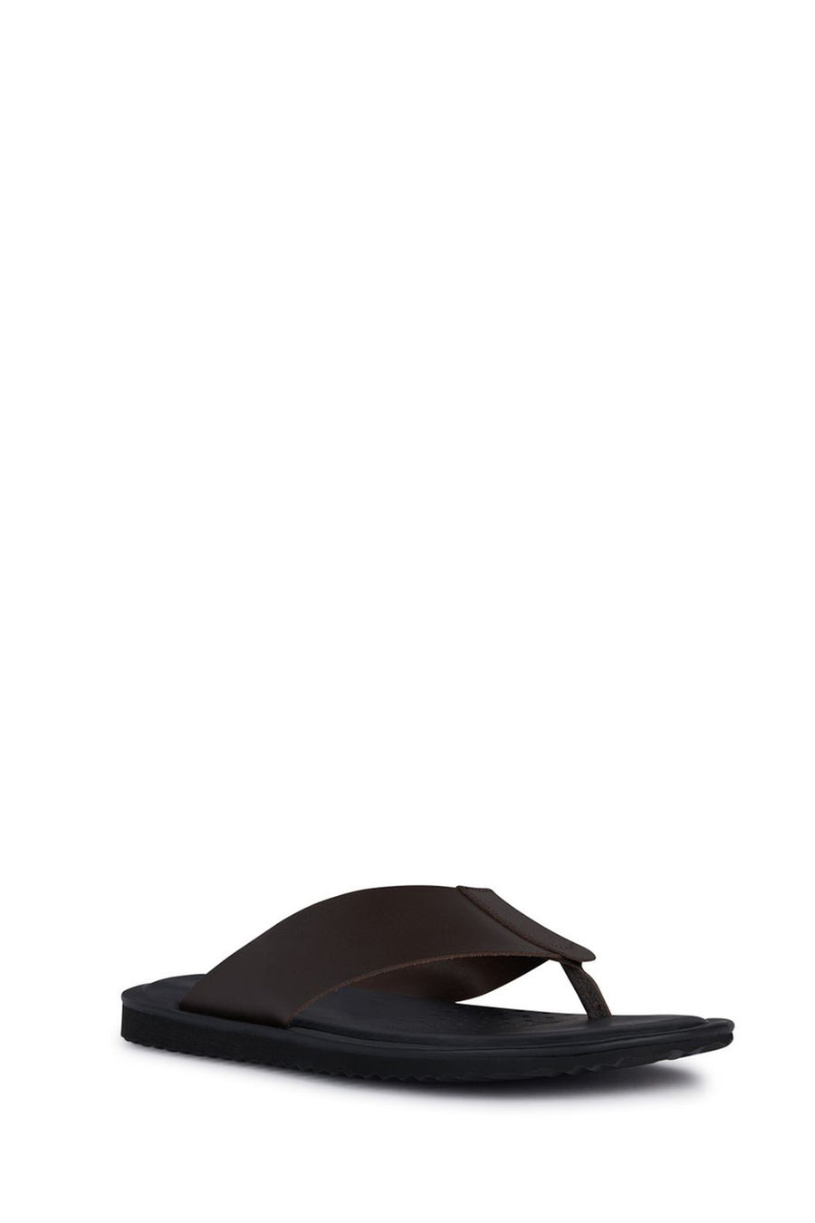 Geox Men's Brown Erice Leather Flip Flops