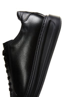 Male Black Lace-Up Thick-Soled Leather Sneaker | Derimod