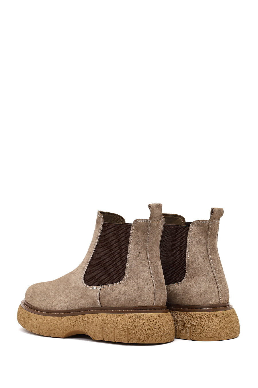 Erkek Vizon Kalın Tabanlı Süet Deri Chelsea Bot