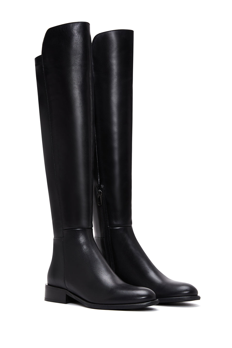 Women's Black Zippered Leather Boots