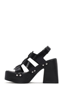 Women's Black Strappy Platform Heeled Sandals | Derimod