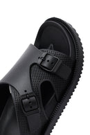 Men's Black Buckled Slippers | Derimod