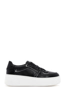 Women's Black Leather Thick Soled Sneaker | Derimod