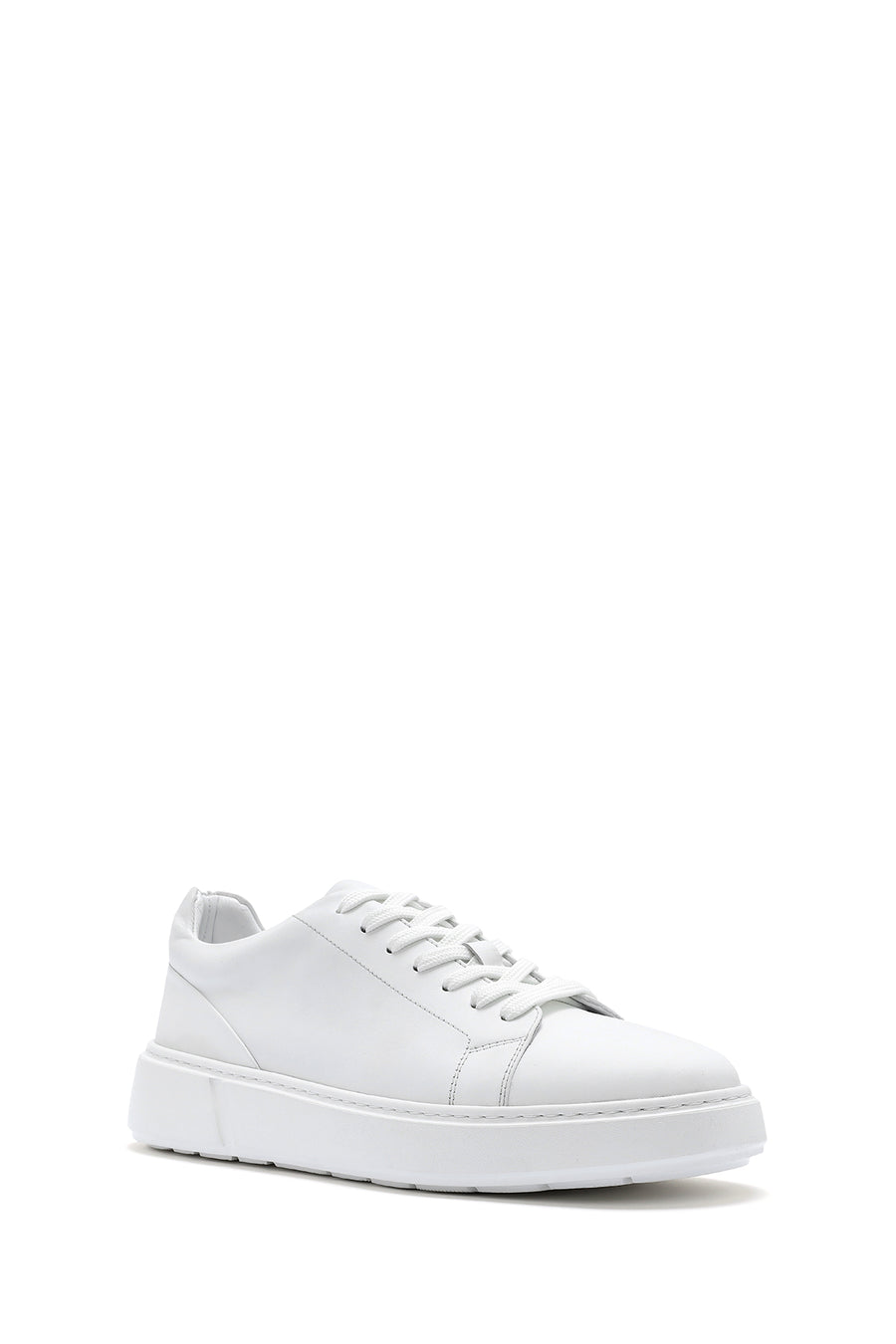 Male White Lace-Up Leather Sneaker