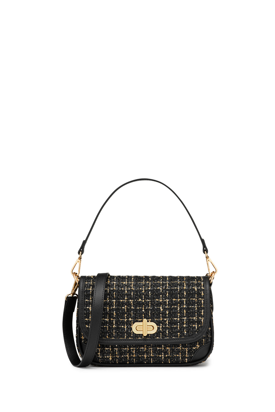 Geox Women's Black Gardinia Long Strap Patterned Handbag