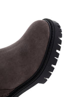 Women's Mink Short Heeled Suede Leather Boots | Derimod