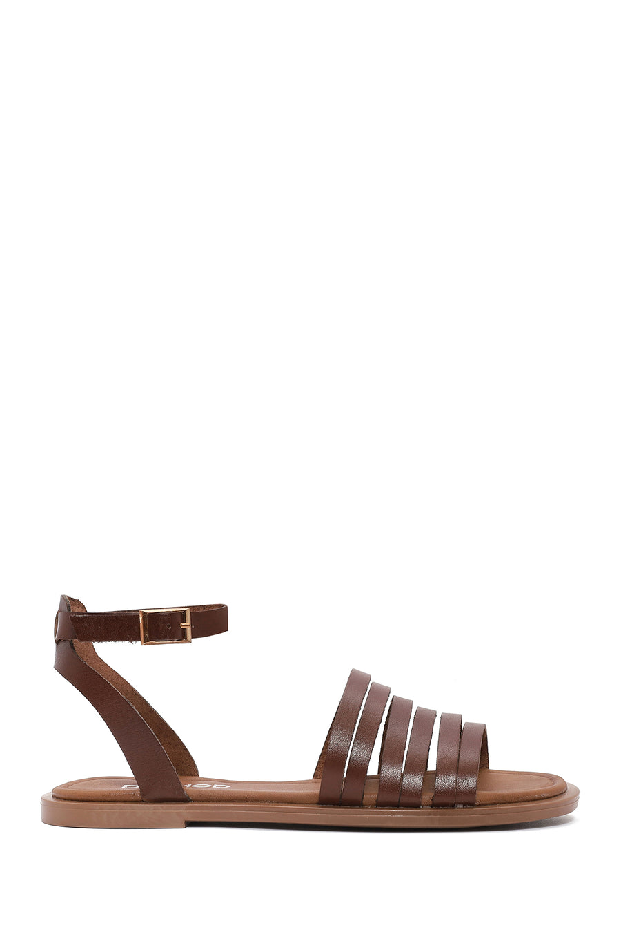 Women's Brown Ankle-Strap Leather Bodrum Sandals 25SFD333318 | Derimod