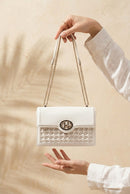 Woman White Chain Strap Braided Crossbody Bag | Derimod