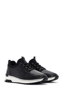 Women's Black Lace-up Thick-Sole Leather Sneaker | Derimod