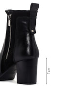 Women's Black Thick Heeled Zippered Leather Boots | Derimod