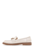 Women's Beige Leather Loafer | Derimod