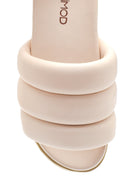 Women's Beige Leather Thick Soled Slippers | Derimod