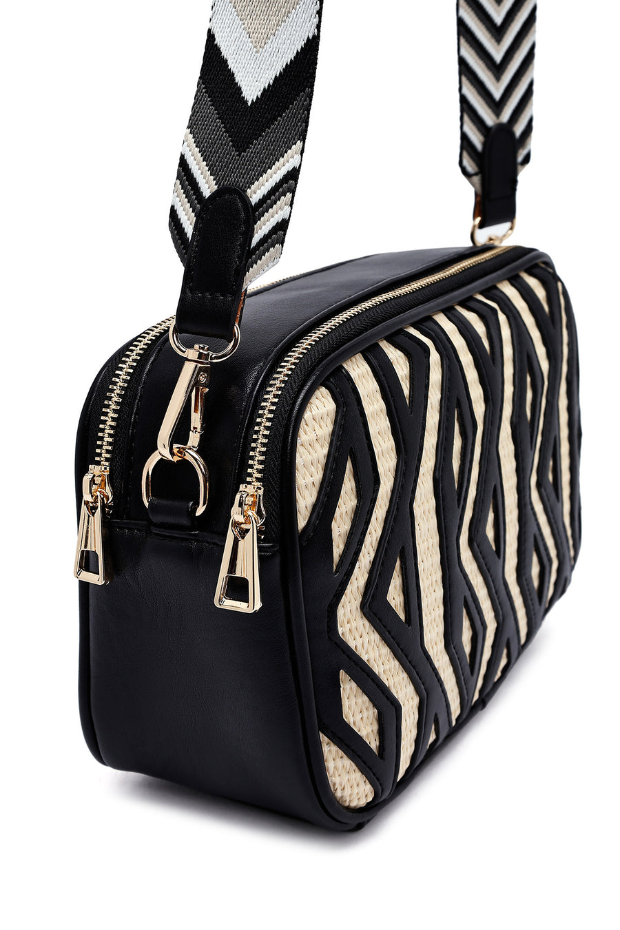 Woman Black Patterned Crossbody Bag