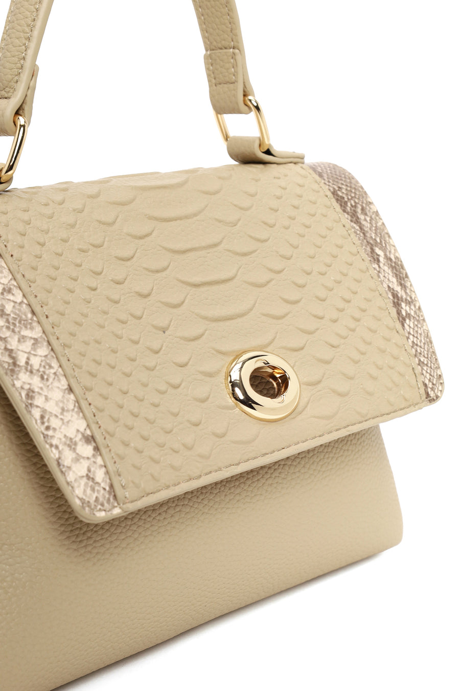 Woman Beige Long-Strap Patterned Shoulder Bag