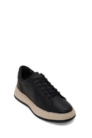 Male Black Lace-Up Thick-Soled Leather Sneaker | Derimod