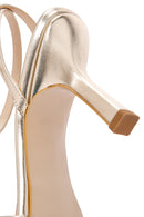 Women's Gold Metallic Ankle Strap Thin Heel Sandals | Derimod