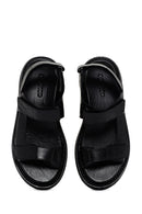 Women's Black Strappy Leather Comfort Sandals | Derimod