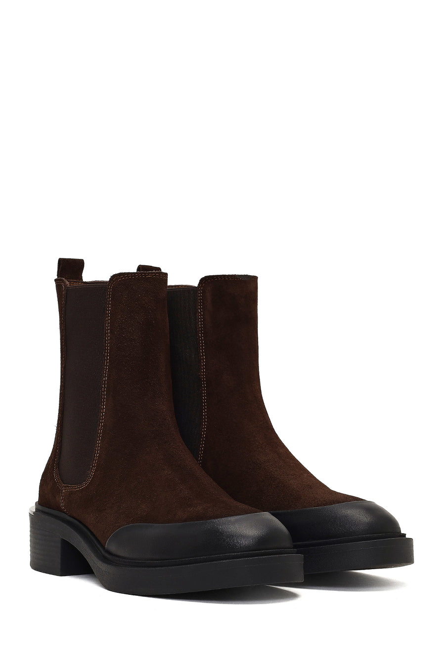 Women's Brown Thick-Soled Suede Leather Chelsea Boot