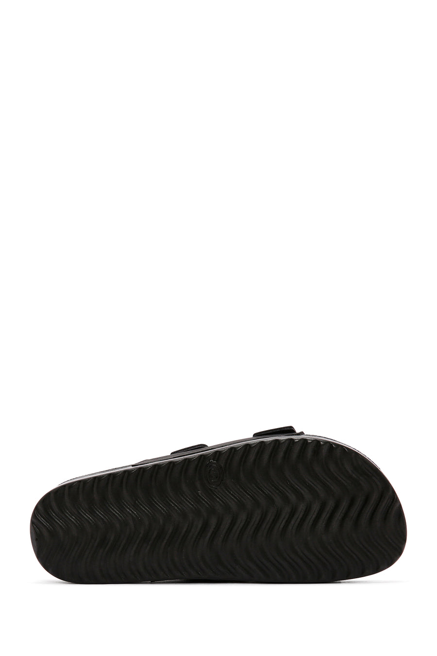 Men's Black Double Buckle Suede Leather Slippers
