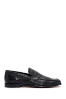 Men's Black Leather Printed Classic Loafer | Derimod