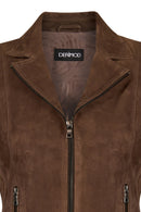 Lara Woman Brown Short Suede Jacket | Derimod