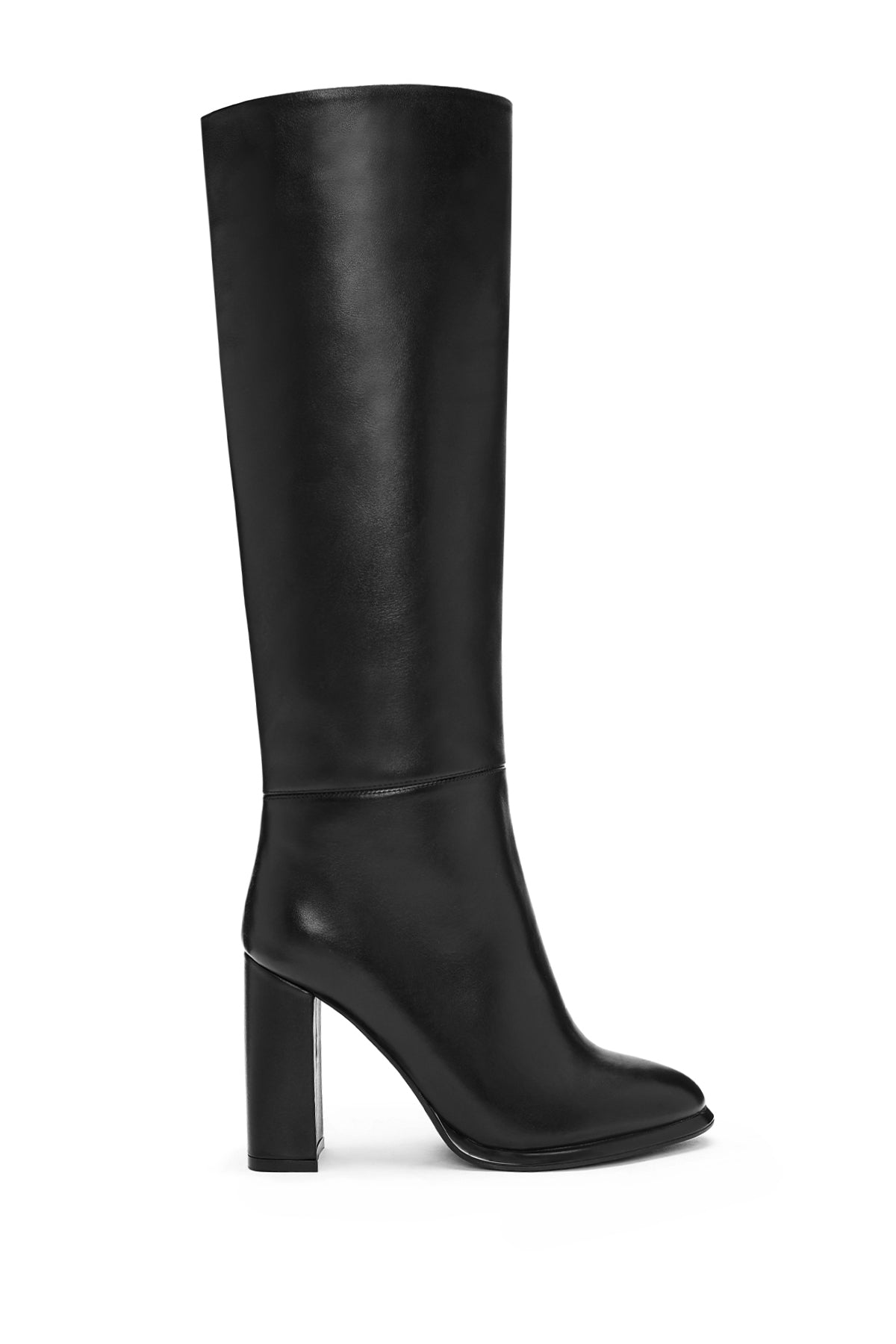 Women's Black High Thick Heel Leather Boots 24WFD132618 | Derimod