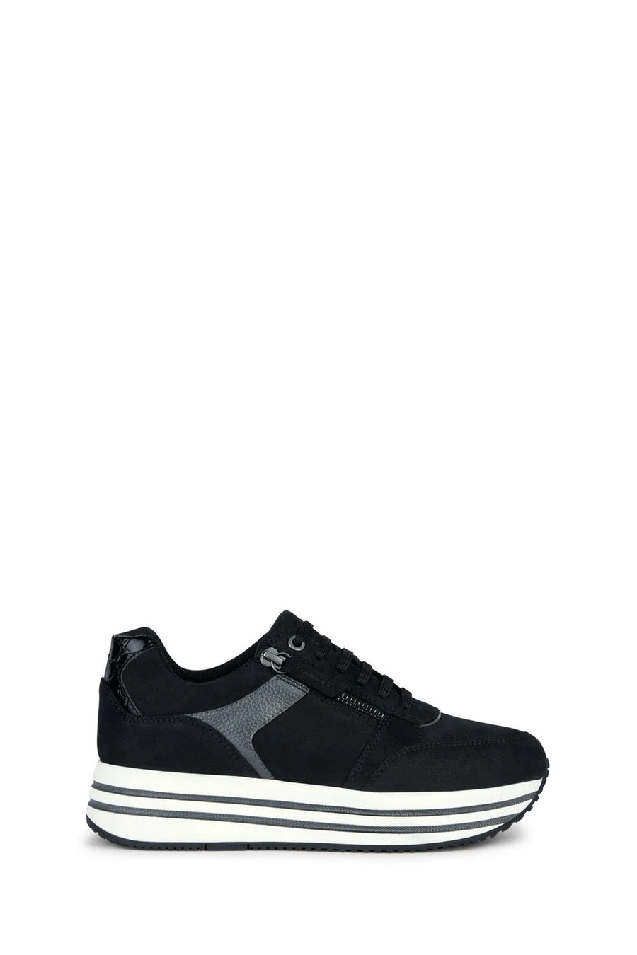 Geox Kadın Siyah Kency Kalın Tabanlı Bağcıklı Deri Sneaker D36QHA0767BC9B1G | Derimod