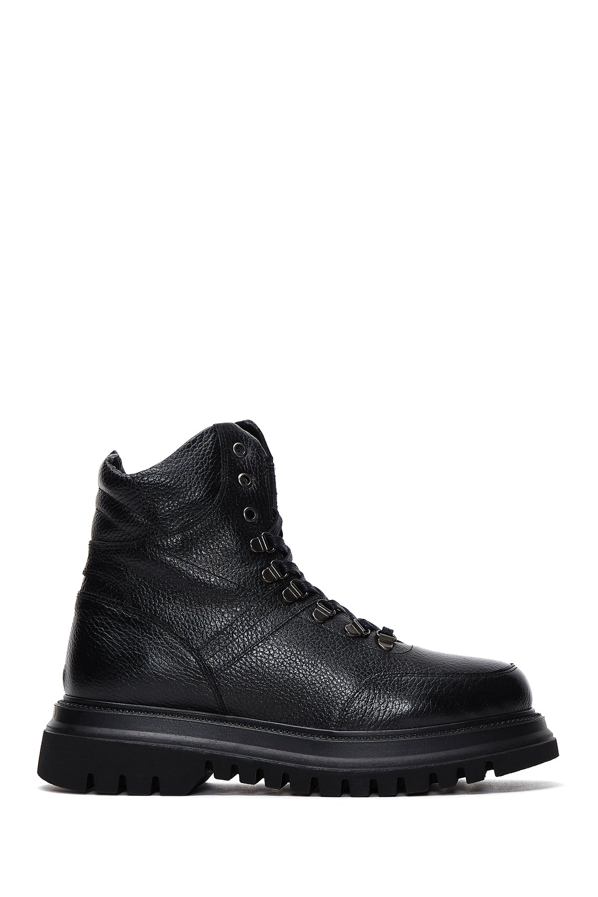 Women's Black Leather Flat Boots 22WFD4163FT | Derimod